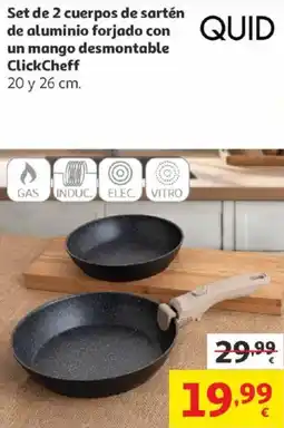 Alcampo Quid Set de 2 cuerpos de sartén de aluminio forjado con un mango desmontable ClickCheff oferta