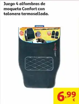 Alcampo Juego 4 alfombras de moqueta Confort con talonera termosellada. oferta