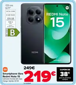 Carrefour REDMI Note 15 Smartphone libre oferta