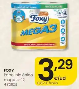 Eroski Foxy Papel higiénico mega 4=12, 4 rollos oferta