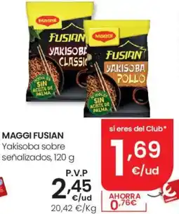 Eroski Maggi Fusian Yakisoba sobre señalizados oferta
