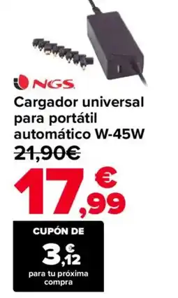 Carrefour NGS Cargador universal para portátil automático W-45W oferta
