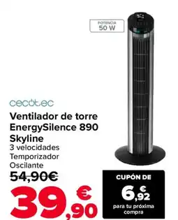 Carrefour CECOTEC Ventilador de torre EnergySilence 890 Skyline oferta