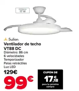 Carrefour SULION Ventilador de techo VT88 DC oferta