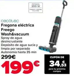 Carrefour CECOTEC Fregona eléctrica Freego Wash&vacuum oferta