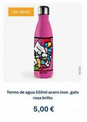 Tiendas MGI En oferta! 51034 brutto termo de agua 550ml acero inox. gato rosa britto 5,00 € oferta