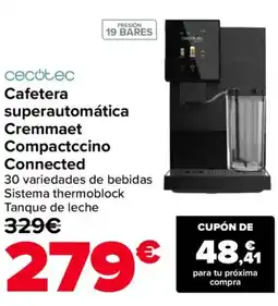 Carrefour CECOTEC Cafetera superautomática Cremmaet Compactccino Connected oferta