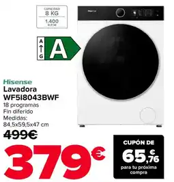 Carrefour HISENSE Lavadora WF518043BWF oferta