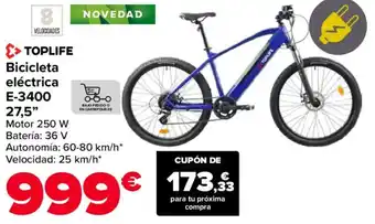 TOPLIFE Bicicleta eléctrica E-3400 27.5"