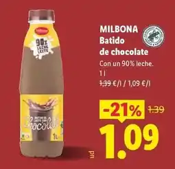 Lidl Milbona - batido de chocolate oferta