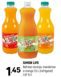 Coviran Simon life - refresco taronja, mandarina o mango oferta
