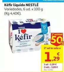 Alcampo Kefir liquido natural s/azu.añad. nestle 6x98 ml oferta