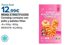 Costco RENGI STREETFOODS Corndog correano con pollo y patatas fritas oferta