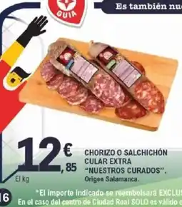 E.Leclerc NUESTROS CURADOS Chorizo o salchichón cular extra oferta