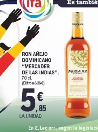 E.Leclerc MERCADER DE LAS INDIAS Ron añejo dominicano oferta