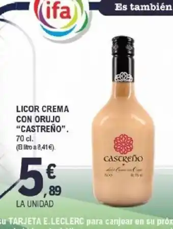 E.Leclerc CASTREÑO Licor crema con orujo oferta