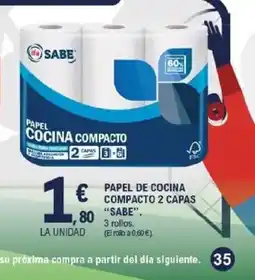 E.Leclerc SABE Papel de cocina compacto 2 capas oferta