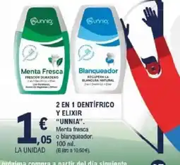 E.Leclerc UNNIA 2 en 1 dentifrico y elixir oferta