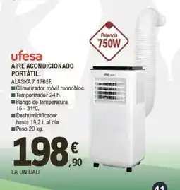 E.Leclerc UFESA Aire acondicionado portátil oferta