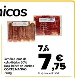 Supeco CORTE MAGNO Jamón o lomo de cebo ibérico 50% raza ibérica en lonchas oferta