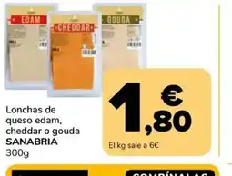Supeco SANABRIA Lonchas de queso edam, cheddar o gouda oferta
