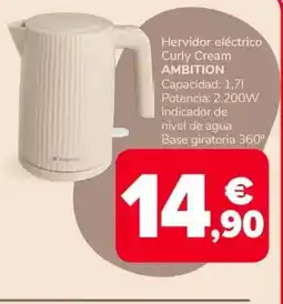 Supeco AMBITION Hervidor eléctrico Curly Cream oferta