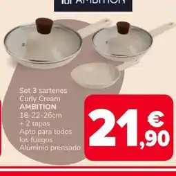 Supeco AMBITION Set 3 sartenes Curly Cream oferta