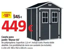 Bauhaus Caseta para jardín manor 65 oferta
