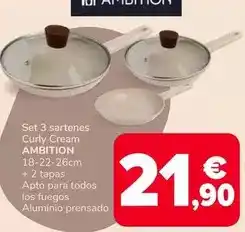 Supeco Ambition - set 3 sartenes curly cream oferta