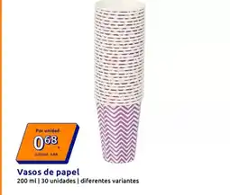 Action Vasos de papel oferta