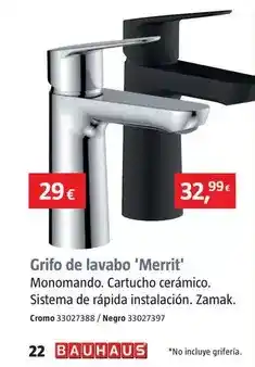 Bauhaus Grifo de lavabo 'merrit' oferta