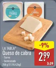 ALDI La tabla - queso de cabra oferta
