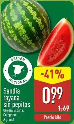 ALDI Sandía rayada sin pepitas oferta