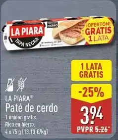 ALDI La piara - pate de cerdo oferta