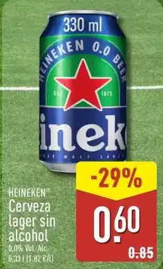 ALDI Heineken - cerveza lager sin alcohol oferta