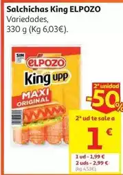 Alcampo Salchicha king original el pozo 330g oferta