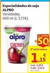 Alcampo Esp. soja c/cerezas alpro 400 grs oferta
