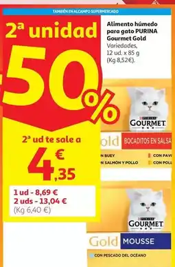 Alcampo Al.gato humedo latita mousse pescado gourmet gold 12x85g oferta