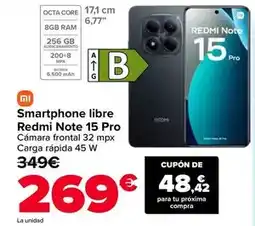 Carrefour Xiaomi - smartphone libre redmi note 15 pro oferta