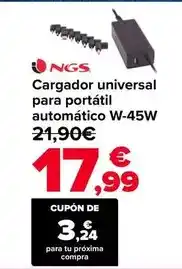 Carrefour Ngs - cargador universal para portátil automático w-45w oferta