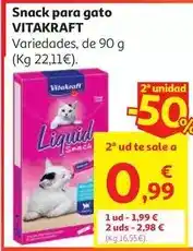 Alcampo Snack gato liquido pollo con taurina vitakraft 90 gr oferta