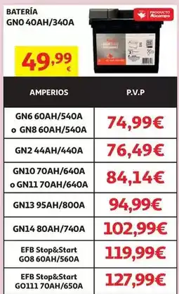 Alcampo Bateria auchan high perf efb stop&start go11 70ah/650a oferta