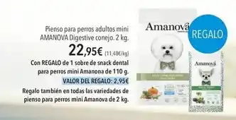 El Corte Inglés Amanova - pienso para perros adultos mini digestive conejo oferta