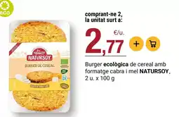 BonpreuEsclat Natursoy - burger ecologica de cereal amb formatge cabra i mel oferta