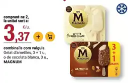 BonpreuEsclat Magnum - gelat d'ametlles, 3 + 1 u, o de xocolata blanca, 3 u oferta
