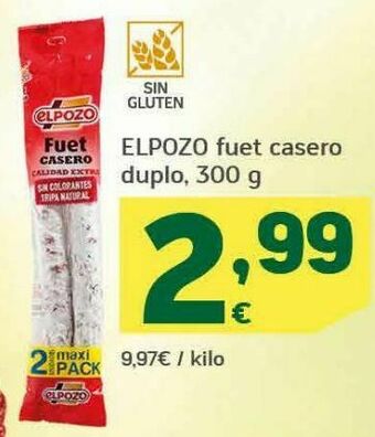HiperDino Elpozo fuet casero duplo oferta