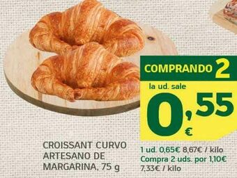HiperDino Croissant curvo artesano de margarina oferta
