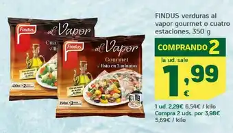 HiperDino Findus verduras al vapor gourmet o cuatro estaciones oferta