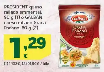 HiperDino President queso rallado emmental o galbani queso rallado grana padano oferta