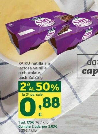 HiperDino Kaiku natilla sin lactosa vainilla o chocolate oferta